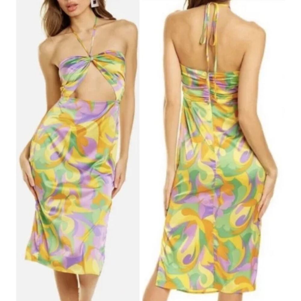 Danielle Bernstein by We Wore What Abstract Halter Dress Saved By The Bell Med